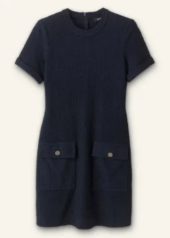 Clearance ME+EM Textured Short Sleeve Shift Dress Navy