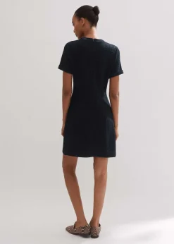 Clearance ME+EM Textured Short Sleeve Shift Dress Navy