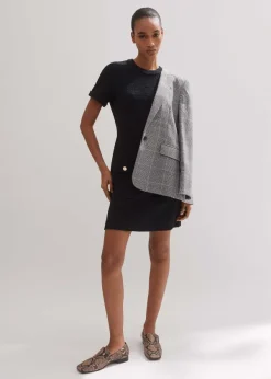 Clearance ME+EM Textured Short Sleeve Shift Dress Navy