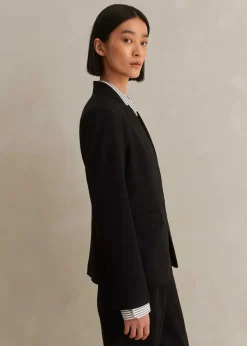 Outlet ME+EM Textured Tailoring Collarless Blazer Black
