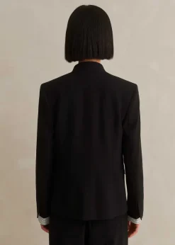 Outlet ME+EM Textured Tailoring Collarless Blazer Black
