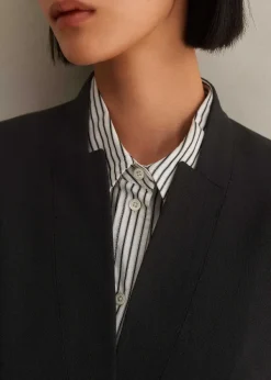 Outlet ME+EM Textured Tailoring Collarless Blazer Black