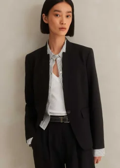 Outlet ME+EM Textured Tailoring Collarless Blazer Black