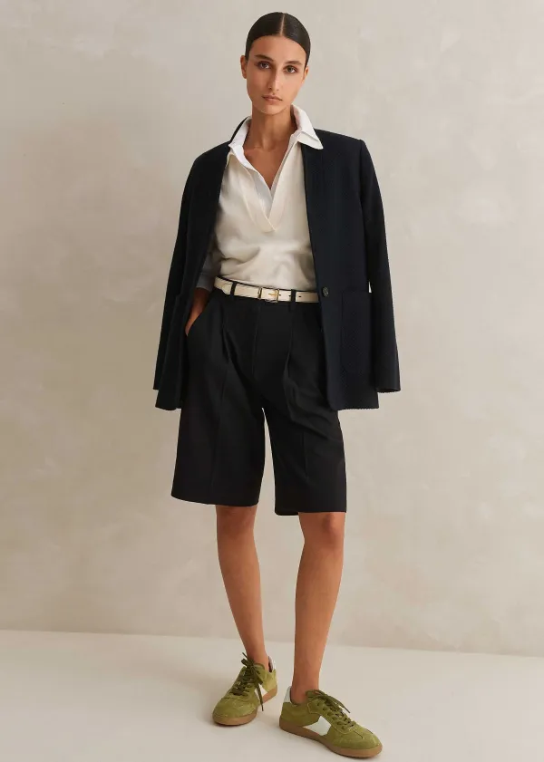 New ME+EM Textured Tailoring Longline Short Black