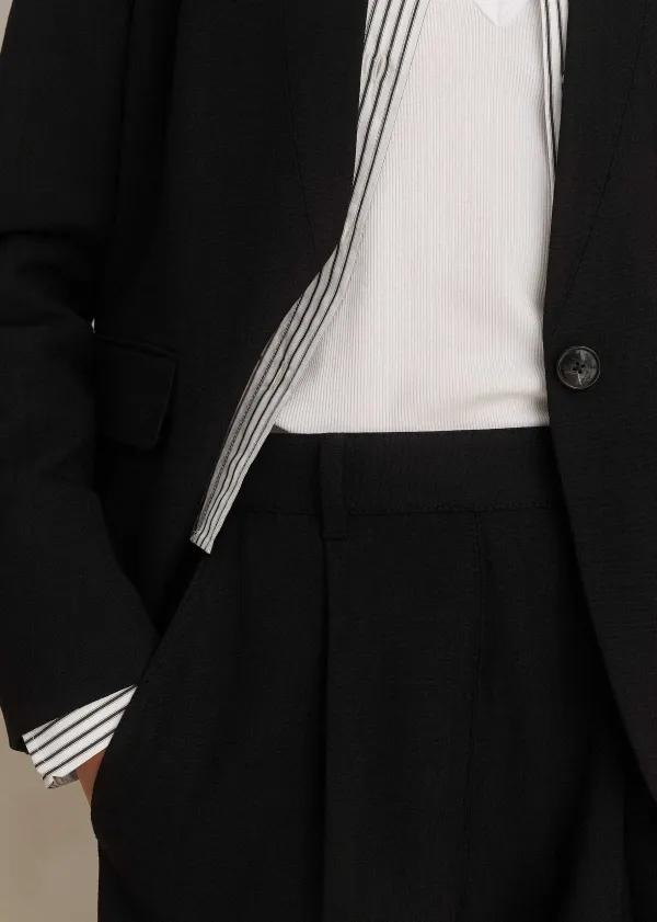 Best ME+EM Textured Tailoring Tapered Trouser Suit Black