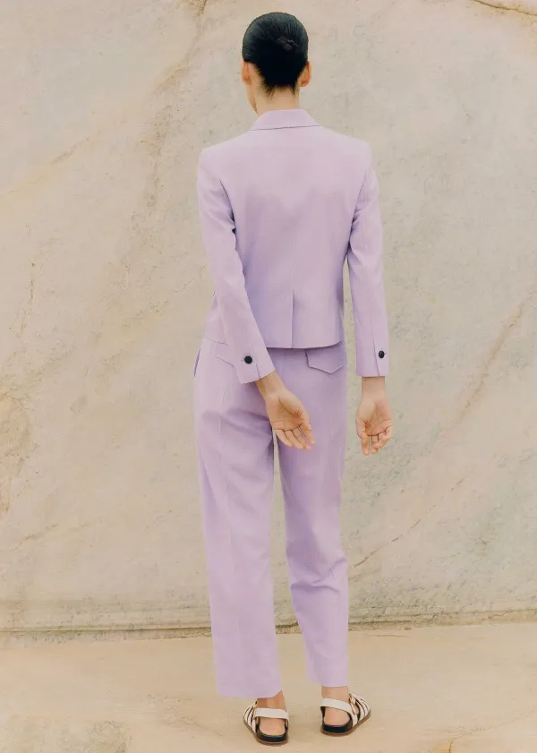 Clearance ME+EM Textured Tapered Trouser Suit Purple