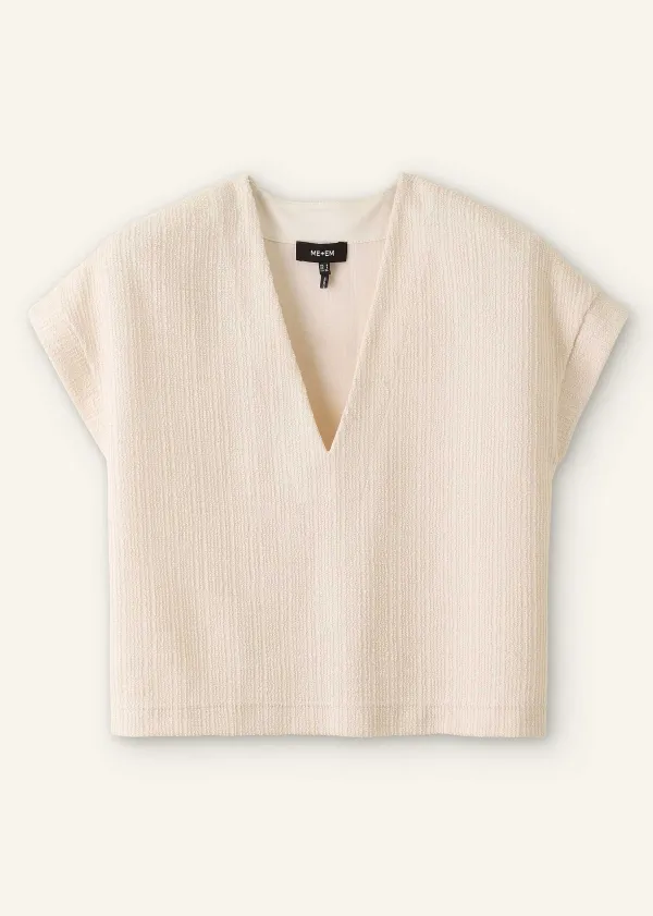 Discount ME+EM Textured V-Neck Top Cream