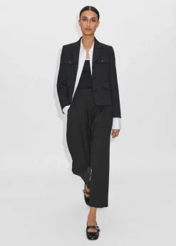 Sale ME+EM Textured Weave Boucl Trouser Co-Ord Black