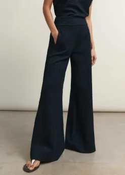 ME+EM Textured Wide-Leg Palazzo Pant Navy