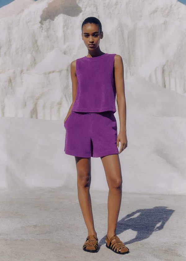 Online ME+EM Towelling Crop Top Summer Purple