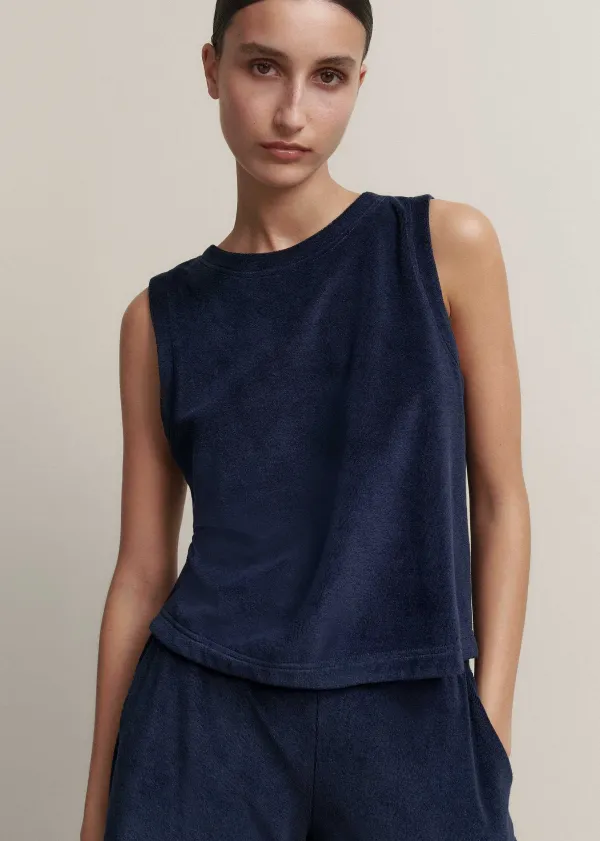 Sale ME+EM Towelling Crop Top Navy