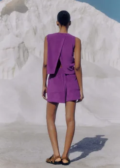 ME+EM Towelling Crop Top + Short Co-Ord Purple