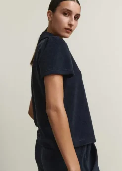 Clearance ME+EM Towelling Polo Top Navy