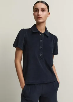 Clearance ME+EM Towelling Polo Top Navy
