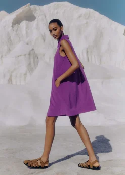 Discount ME+EM Towelling Sleeveless Swing Dress Summer Purple