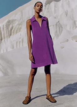 Discount ME+EM Towelling Sleeveless Swing Dress Summer Purple