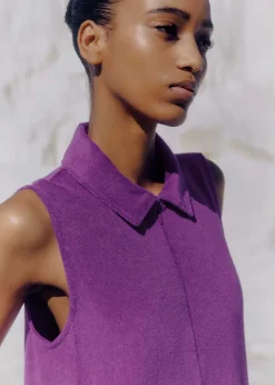 Discount ME+EM Towelling Sleeveless Swing Dress Summer Purple