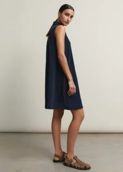 Clearance ME+EM Towelling Sleeveless Swing Dress Navy