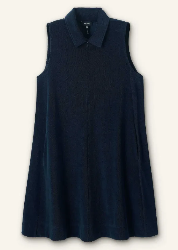 Clearance ME+EM Towelling Sleeveless Swing Dress Navy