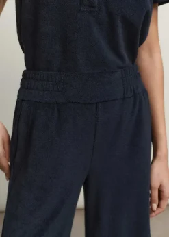 ME+EM Towelling Wide-Leg Crop Trouser Navy