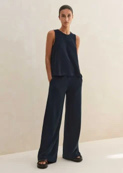 Clearance ME+EM Towelling Wide-Leg Trouser Navy