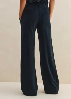 Clearance ME+EM Towelling Wide-Leg Trouser Navy