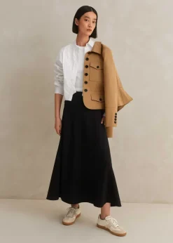 Online ME+EM Travel Tailoring A-Line Midi Skirt Black