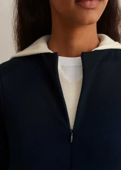 ME+EM Travel Tailoring Balloon Sleeve Swing Top Navy