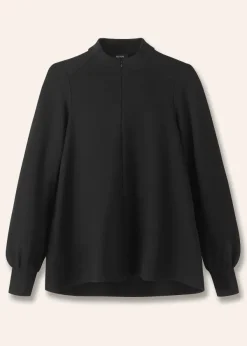 ME+EM Travel Tailoring Balloon Sleeve Swing Top Black