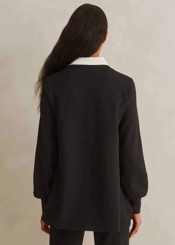 ME+EM Travel Tailoring Balloon Sleeve Swing Top Black