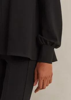 ME+EM Travel Tailoring Balloon Sleeve Swing Top Black
