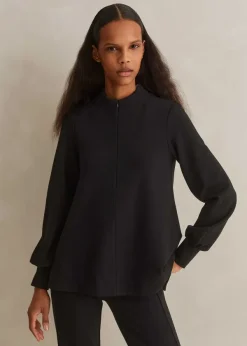 ME+EM Travel Tailoring Balloon Sleeve Swing Top Black