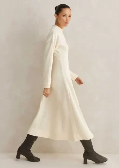 Best ME+EM Travel Tailoring Batwing Sleeve Midi Dress Cream