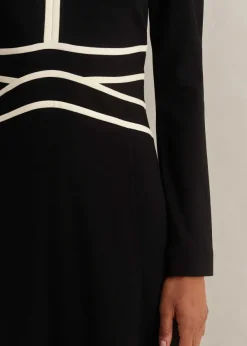 ME+EM Travel Tailoring Contrast Detail Maxi Dress Black/Light Cream