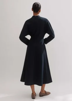 Discount ME+EM Travel Tailoring Fit And Flare Midi Dress Navy