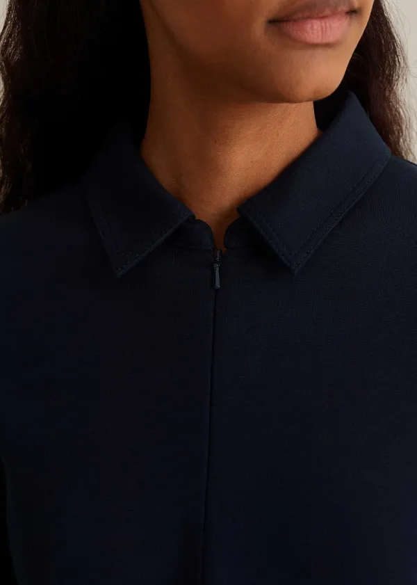 ME+EM Travel Tailoring Fluted Hem Shift Dress Navy
