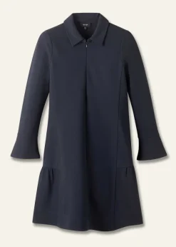 ME+EM Travel Tailoring Fluted Hem Shift Dress Navy