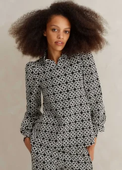 Discount ME+EM Travel Tailoring Graphic Jacquard Swing Top Black/White