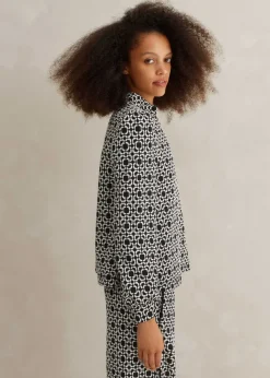 Discount ME+EM Travel Tailoring Graphic Jacquard Swing Top Black/White