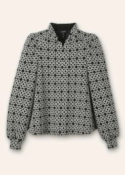Discount ME+EM Travel Tailoring Graphic Jacquard Swing Top Black/White