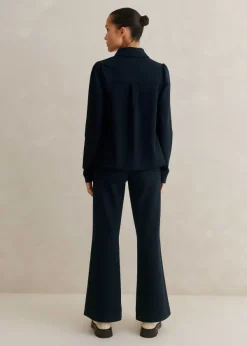Sale ME+EM Travel Tailoring Kick Flare Trouser + Swing Top Co-Ord Blue