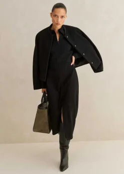 Hot ME+EM Travel Tailoring Midi Shirt Dress Black