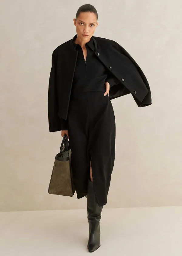 Hot ME+EM Travel Tailoring Midi Shirt Dress Black