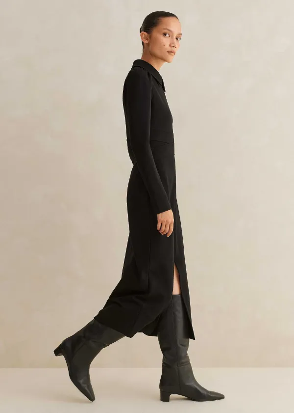 Hot ME+EM Travel Tailoring Midi Shirt Dress Black
