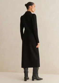 Hot ME+EM Travel Tailoring Midi Shirt Dress Black