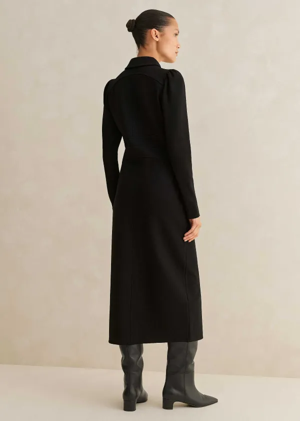 Hot ME+EM Travel Tailoring Midi Shirt Dress Black