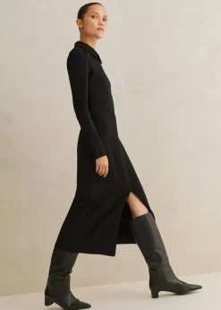 Hot ME+EM Travel Tailoring Midi Shirt Dress Black