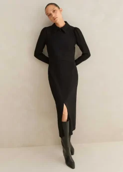 Hot ME+EM Travel Tailoring Midi Shirt Dress Black