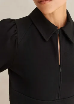 Hot ME+EM Travel Tailoring Midi Shirt Dress Black