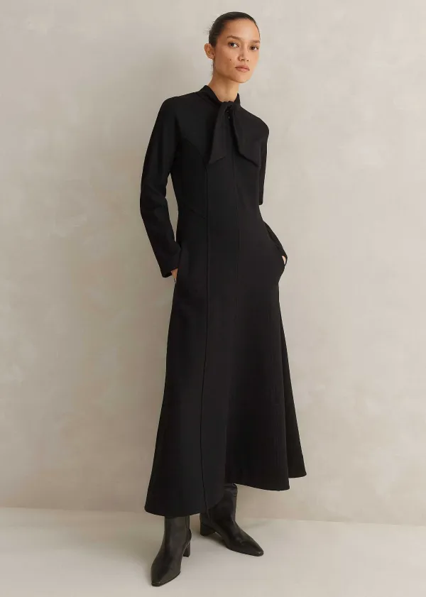 Sale ME+EM Travel Tailoring Necktie Maxi Dress Black